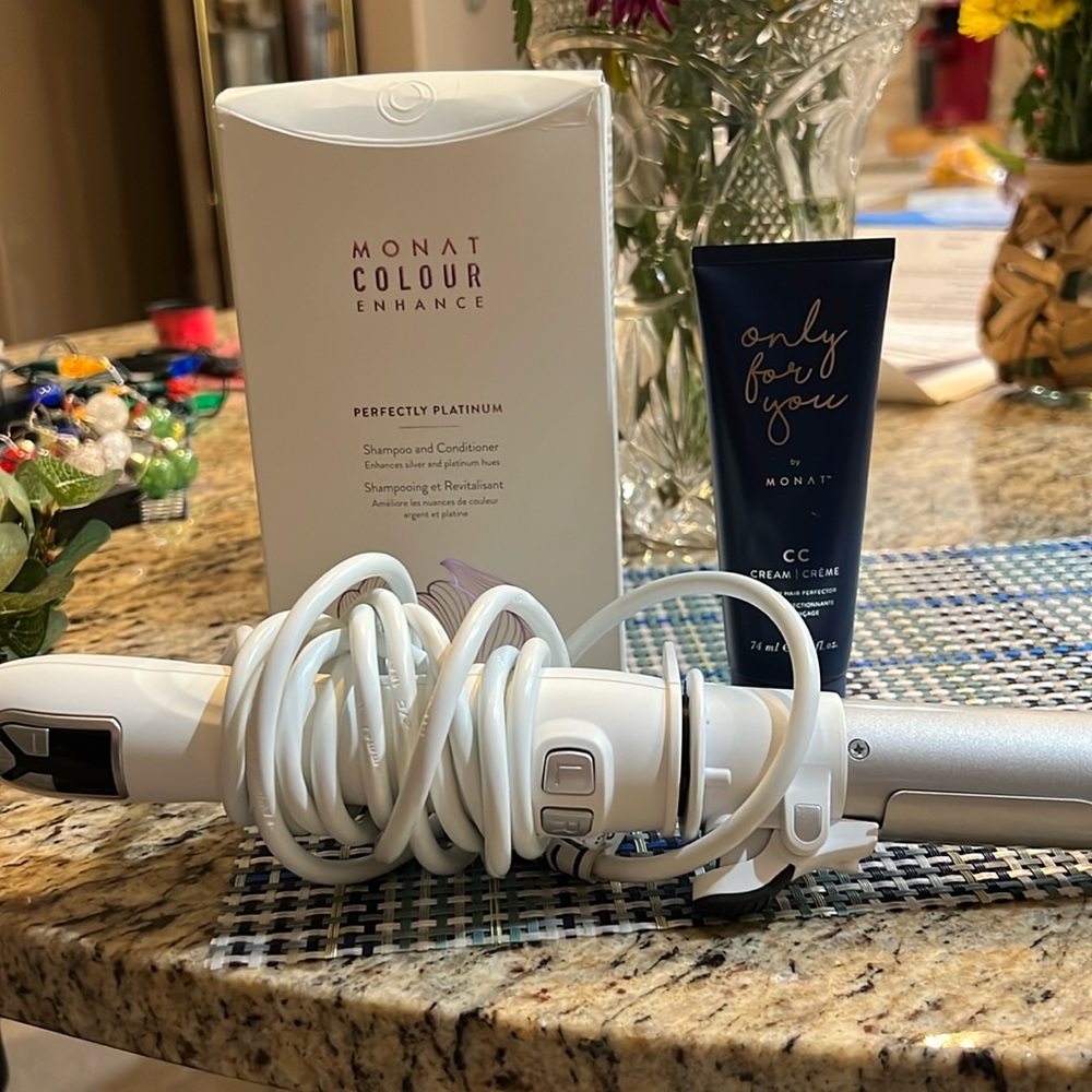 MONAT perfectly platinum shampoo & conditioner along with a CC cream